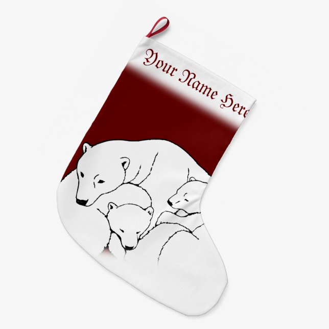 Bear Christmas Stocking Custom Polar Bear Stocking (Front (Hanging))