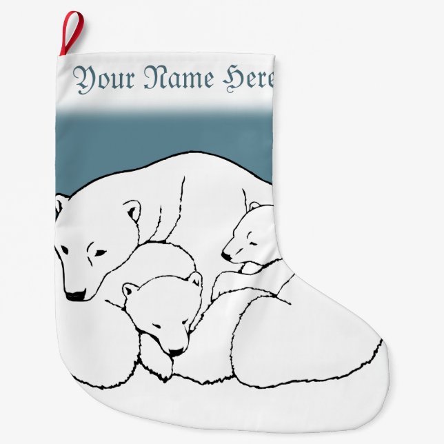 Bear Christmas Stocking Custom Polar Bear Stocking (Front)