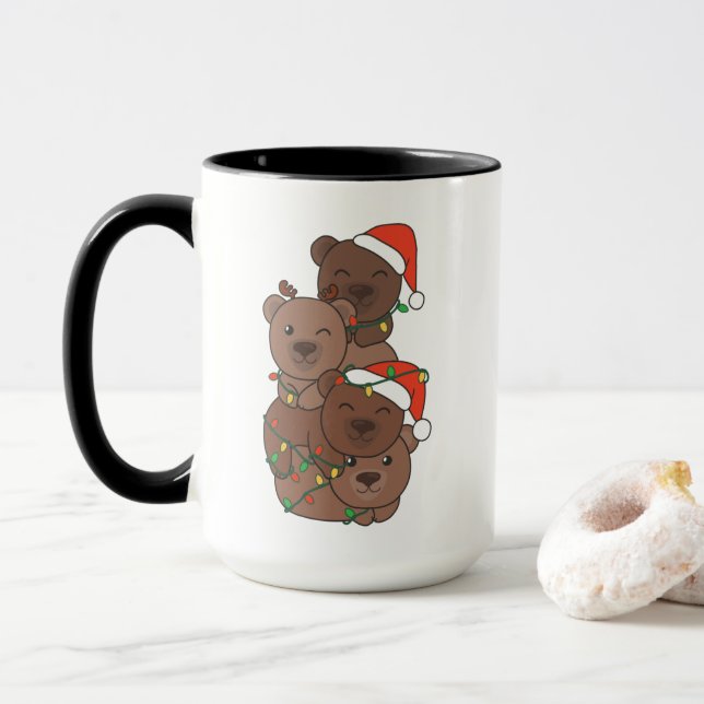 Bear Christmas Tree Christmas Animals Bears Mug (With Donut)