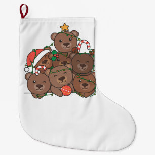 Bear Christmas Tree Funny Animal Christmas Holiday Large Christmas Stocking