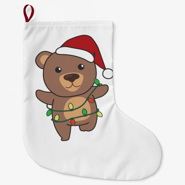 Bear Christmas Winter Animals Bears Large Christmas Stocking (Front)