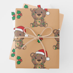 Bear Christmas Winter Animals Holiday Bears Wrapping Paper Sheet