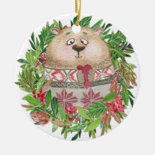 Bear Christmas Wreath Ornament