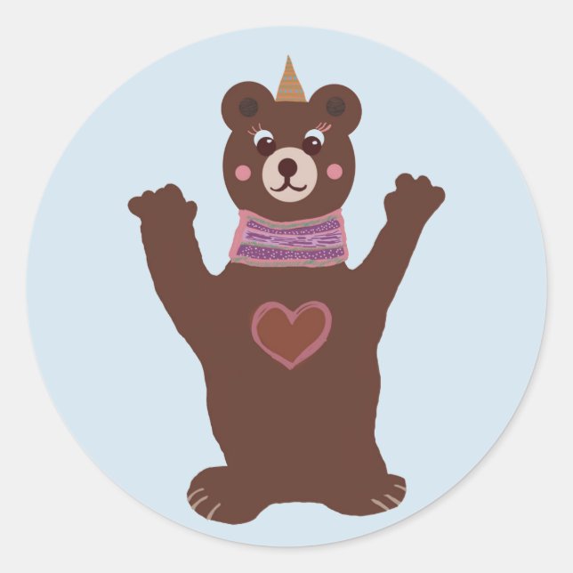 Bear Classic Round Sticker Baby Party (Front)
