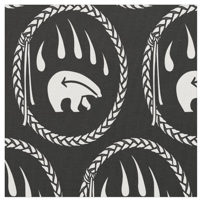 Bear Claw Fabric Tribal Bear Art Fabric (Close Up)