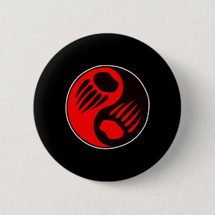Bear Claw Yin Yang Black 6 Cm Round Badge