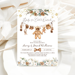 Bear ClothestLine Cold Outside Baby Shower Invitation