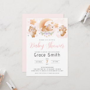 Bear Cloud Baby Shower Invitation