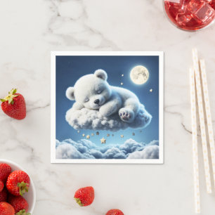 Bear clouds sleeping moon animal dream napkin