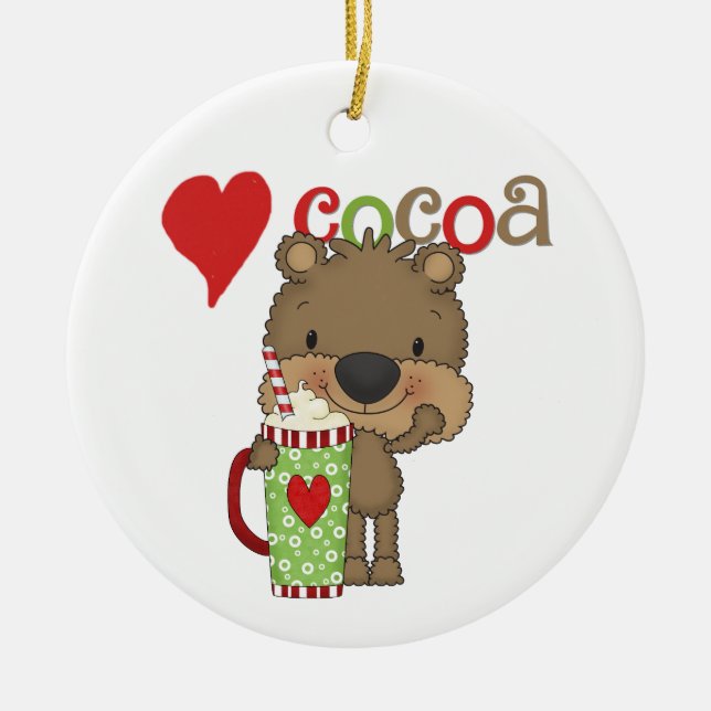 Bear Cocoa Love Holiday Ceramic Tree Decoration (Front)