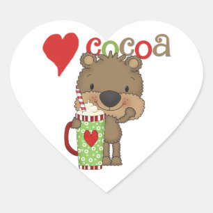 Bear Cocoa Love Holiday Heart Sticker