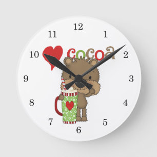 Bear Cocoa Love Holiday Round Clock