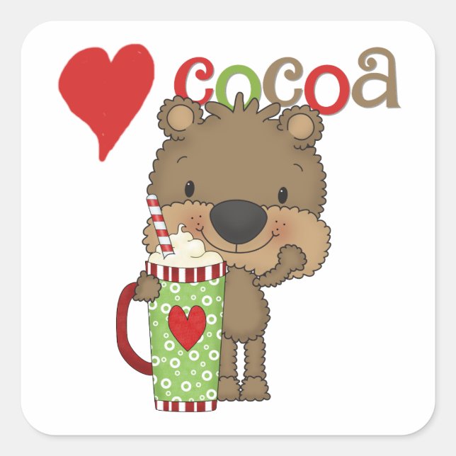 Bear Cocoa Love Holiday Square Sticker (Front)