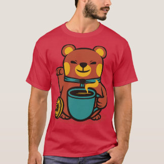 Bear Coffee Manekineko by Tobe Fonseca T-Shirt