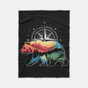 Bear Comp Hiker Outdoor Fleece Blanket