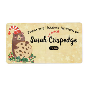 Bear cookie Christmas to from holiday baking Label