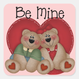 Bear Couple Be Mine Valentine's Day Stickers