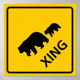 Bear Crossing Highway Sign