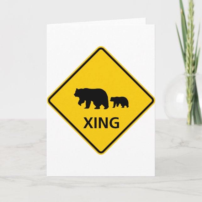 Bear Crossing Highway Sign Card (Front)