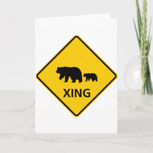 Bear Crossing Highway Sign Card