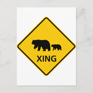 Bear Crossing Highway Sign Postcard