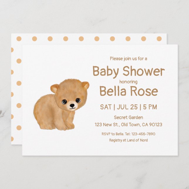 Bear Cub Baby Shower Cards (Front/Back)
