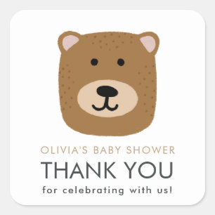 Bear cub Baby Shower Thank you Card Square Sticker
