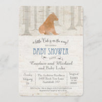 Bear Cub Birch Baby Shower Invitation