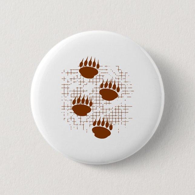 Bear Cub Paw Prints On Distressed Background 6 Cm Round Badge (Front)
