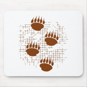 Bear Cub Paw Prints On Distressed Background Mouse Mat
