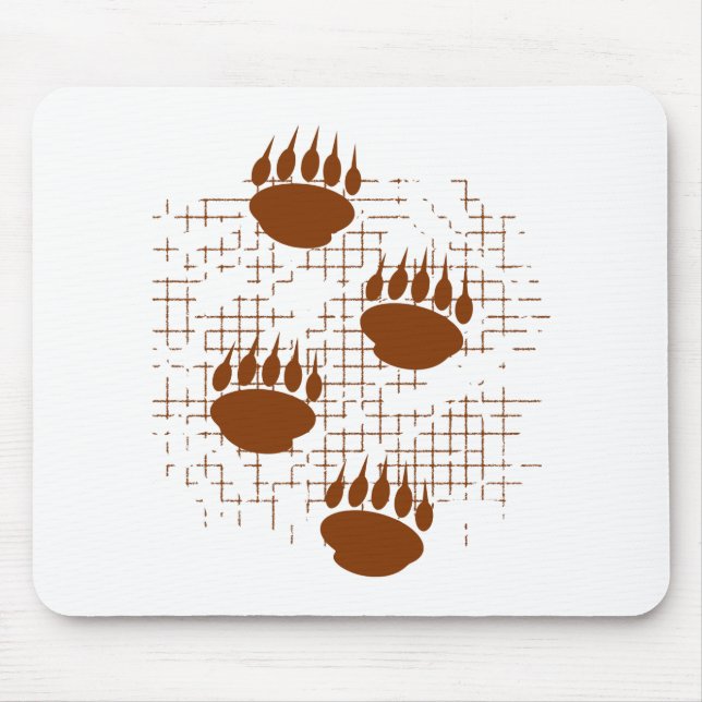 Bear Cub Paw Prints On Distressed Background Mouse Mat (Front)