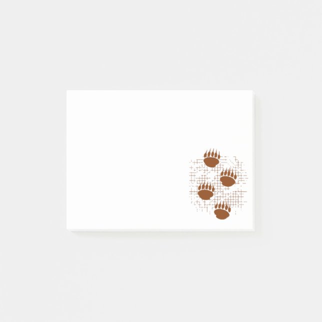 Bear Cub Paw Prints On Distressed Background Post-it Notes (Front)