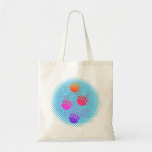 Bear Cub Paw Prints On Distressed Background Tote Bag