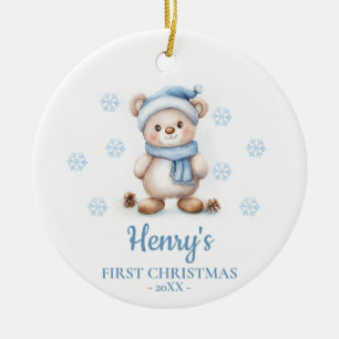 Bear Cub Personalized Baby's First Christmas Ceramic Tree Decoration
