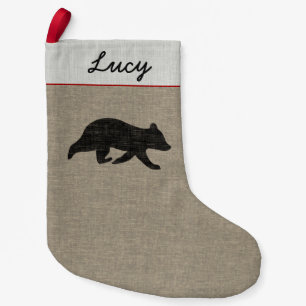 Bear Cub Silhouette Cute Country Wildlife Custom Small Christmas Stocking