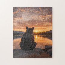 Bear cub Sunset by the Lake
