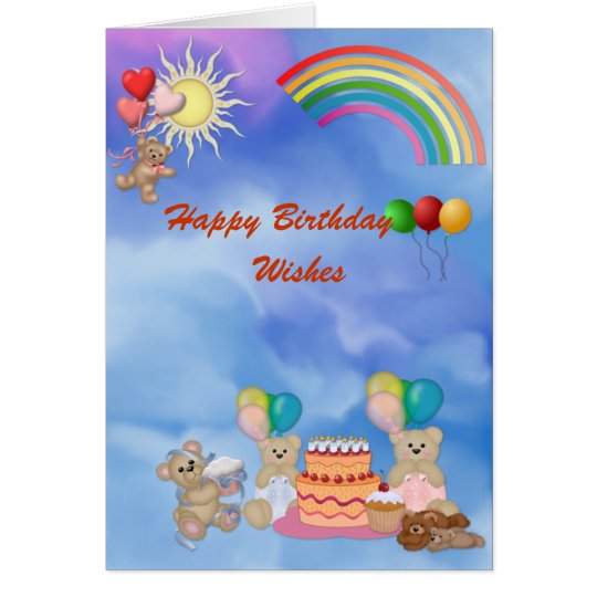Bear Cupcake Birthday Greeting Card