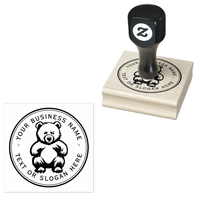 bear  Custom Business Logo Large  Rubber Stamp (Stamped)