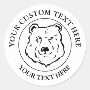 Bear Custom Text Classic Icon Logo 3" Classic Roun Round Sticker