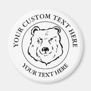 Bear Custom Text Classic Icon Logo Magnet