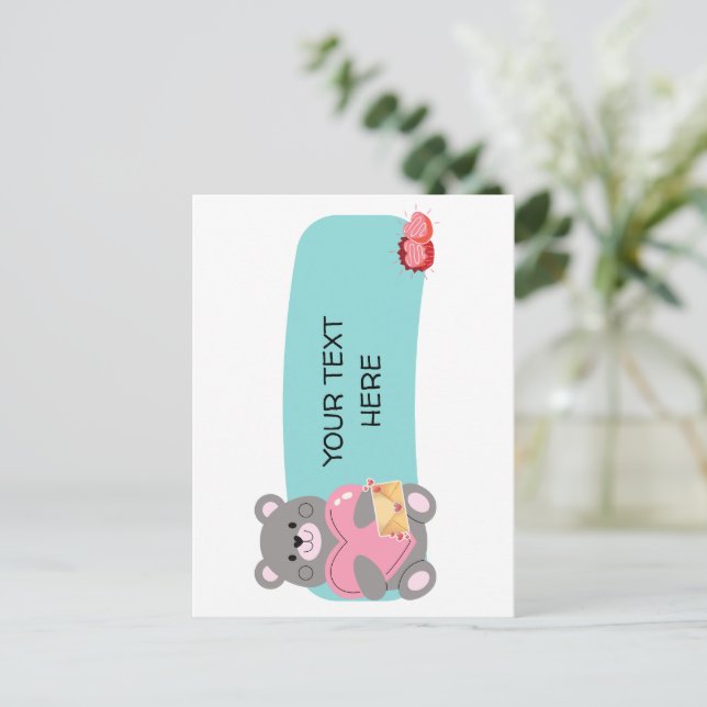BEAR  CUSTOMIZABLE  POSTCARD (Standing Front)