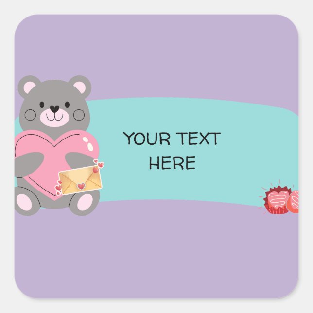 BEAR  CUSTOMIZABLE  SQUARE STICKER (Front)