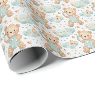 Bear Cute Baby Pastel Watercolor Pattern Wrapping Paper