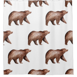 Bear Cuteness: Watercolor Animal Pattern Shower Curtain