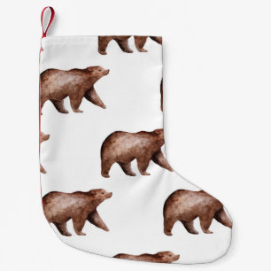Bear Cuteness: Watercolor Animal Pattern Small Christmas Stocking