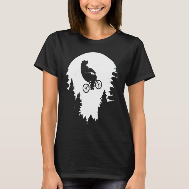 Bear Cycling Mountain Bike Moon Bicycle T-Shirt (Front)