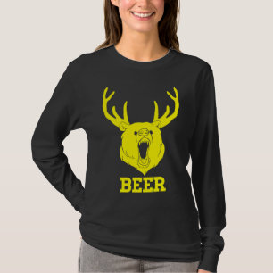 Bear Deer Antlers Funny Craft Beer Retro Graphic T T-Shirt
