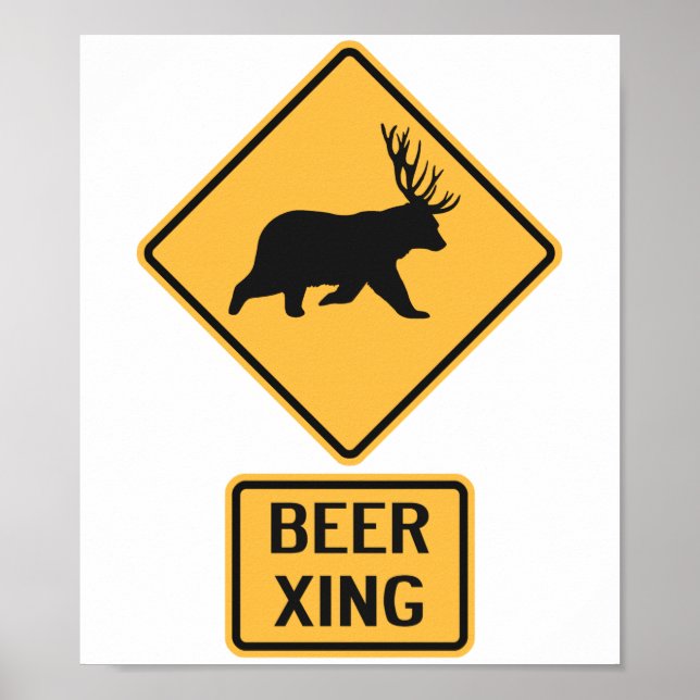 Bear Deer Beer Crossing Poster (Front)