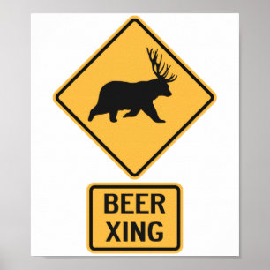 Bear Deer Beer Crossing Poster