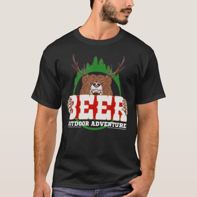 Bear Deer Beer Elk Hunting T-Shirt (Front)